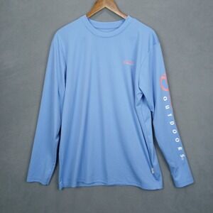 Magellan‎ Outdoors Fishing Shirt Mens M Blue Salmon Highlights Moisture Wicking